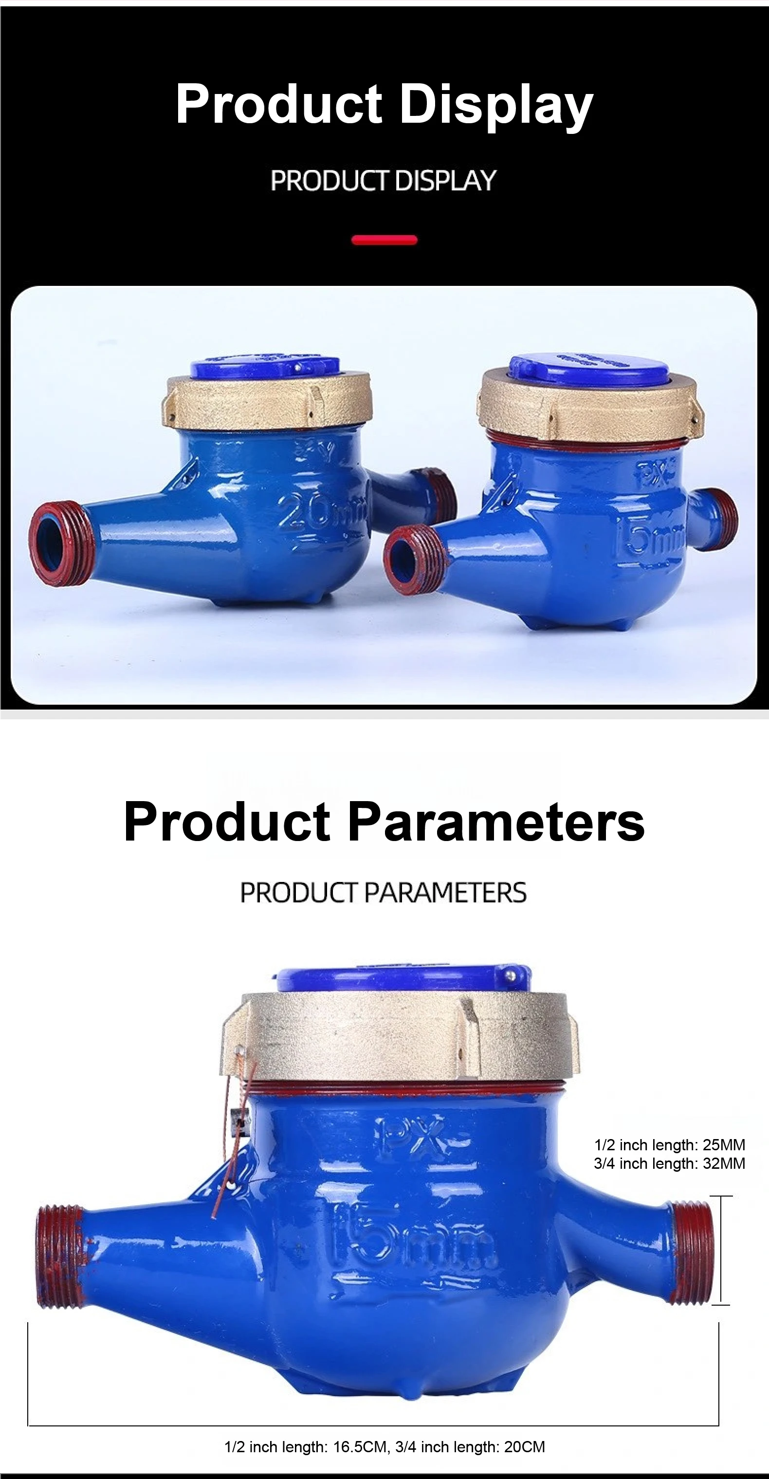 Rotary Vane Multi‑Jet Wet Type Residential Water Meter DN15 DN20 DN25 Brass / Ny
