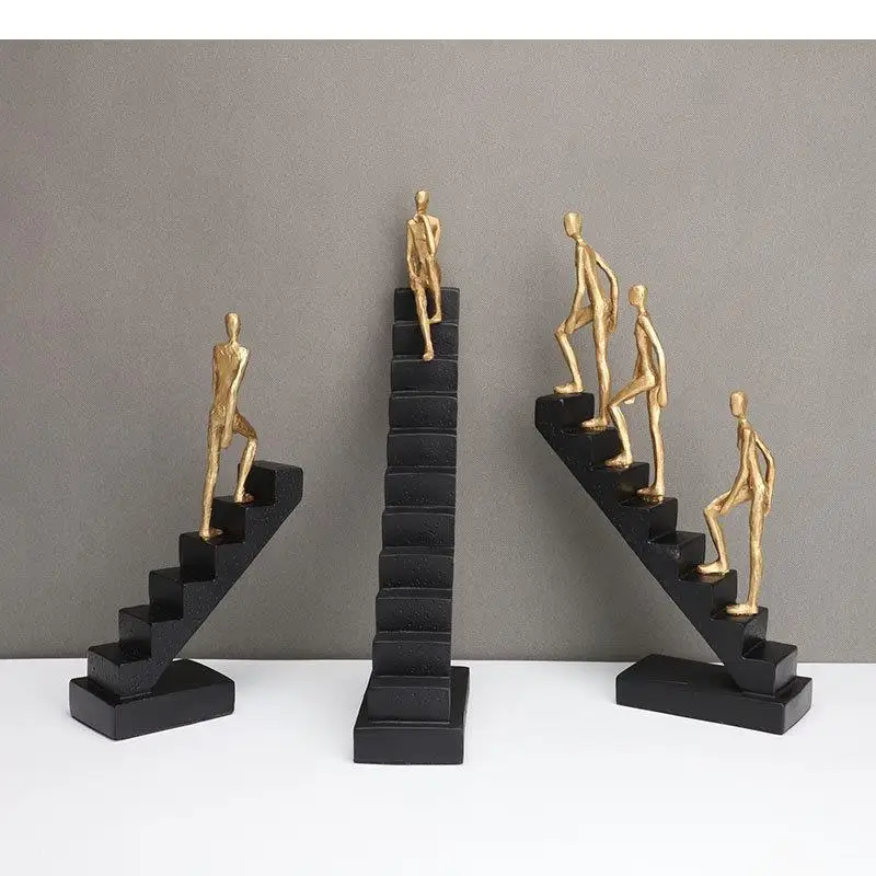 

Gold-plating Climber Character Resins Sculpture Creative Climbing Ladder Figure Statue Ornaments Desk Decoration Figures Crafts