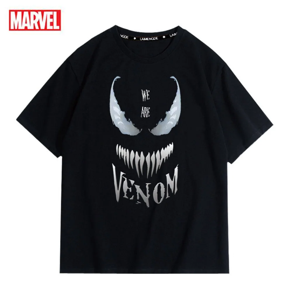 Marvel Venom Tshirt for Men Women Cotton Gothic Black Anime Tshirts Hip Hop Tops Tee High Quality Streetwear Men's Clothing