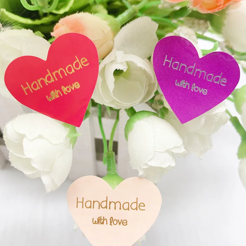 100pcs Kawaii Heart Golden bronzing thank you sealing stickers Envelopes Stickers Gift Packaging Seals Sticker 15 styles