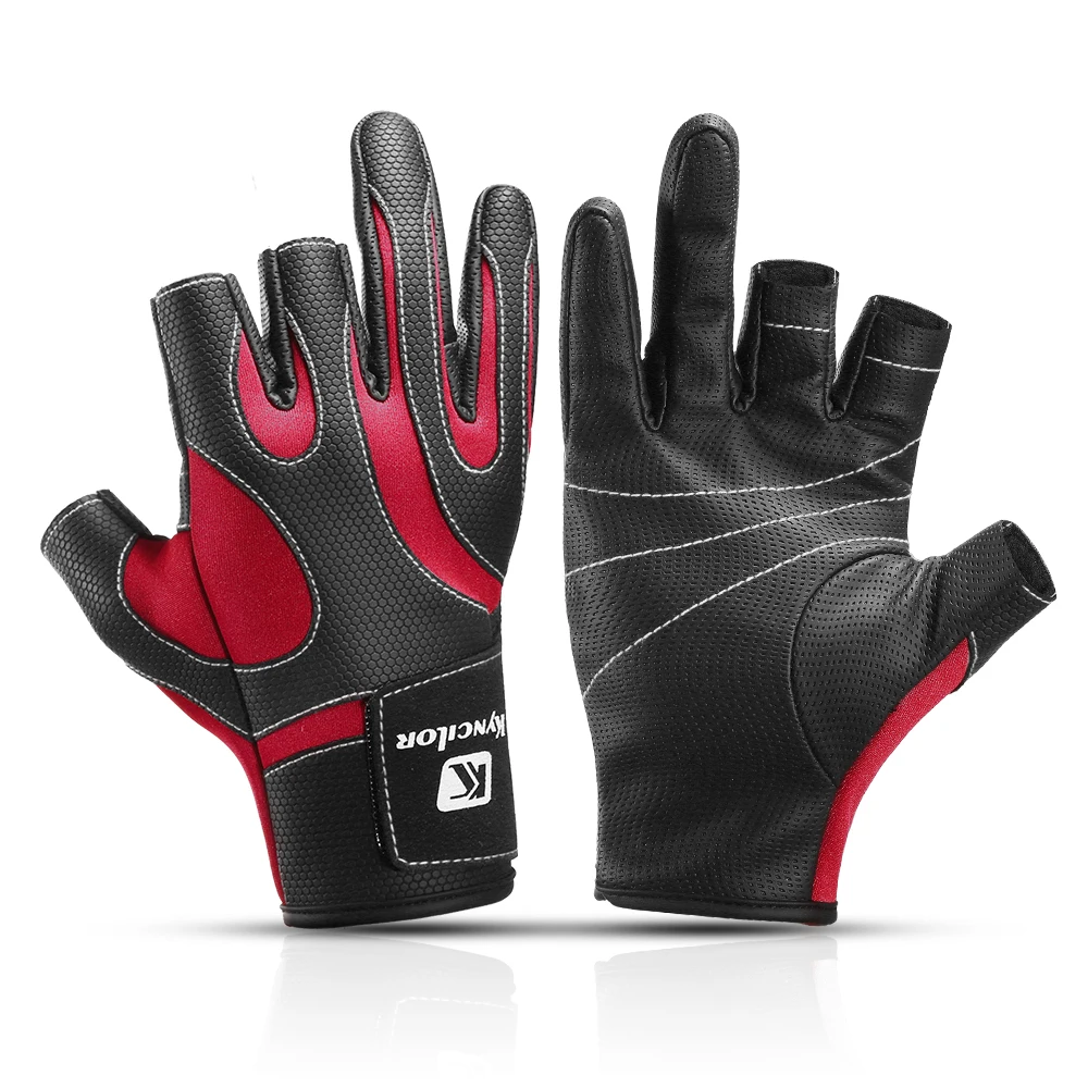 Gants de pêche trois doigts Outdoor Exposed homme femme antidérapants pour vélo et sports nautiques