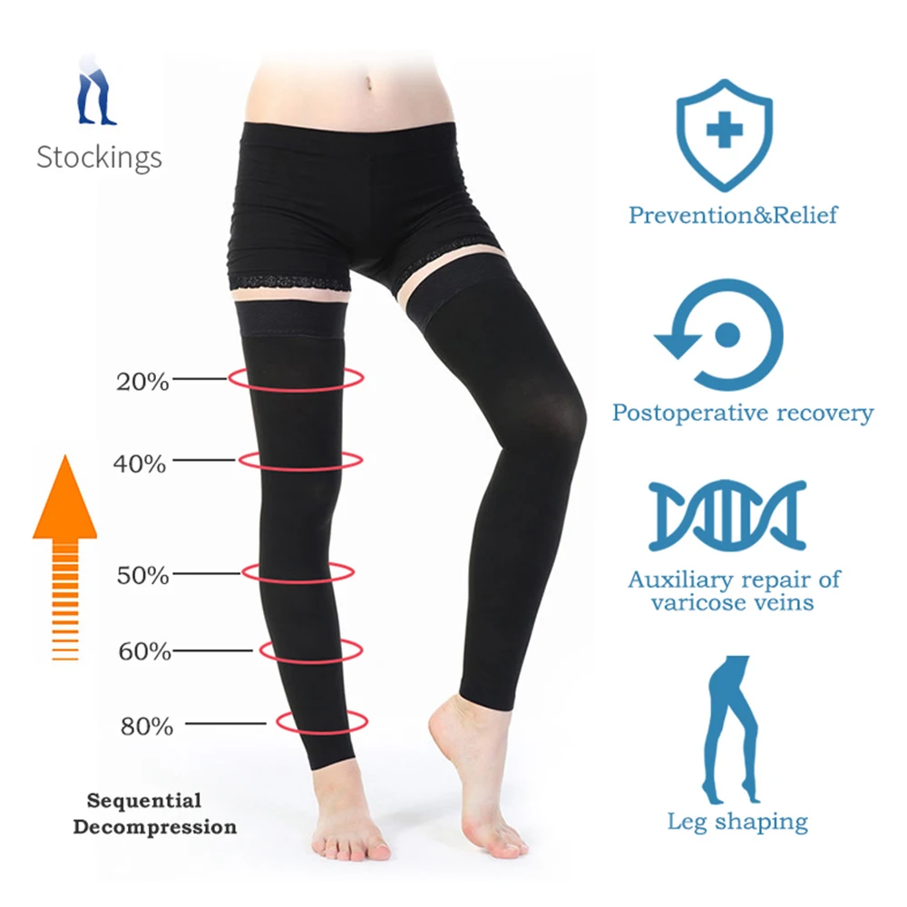 1 Pair Thigh High Medical Compression Stockings Varicose Veins Stocking  Unisex Compression Brace Wrap Shaping 20-30mm - AliExpress