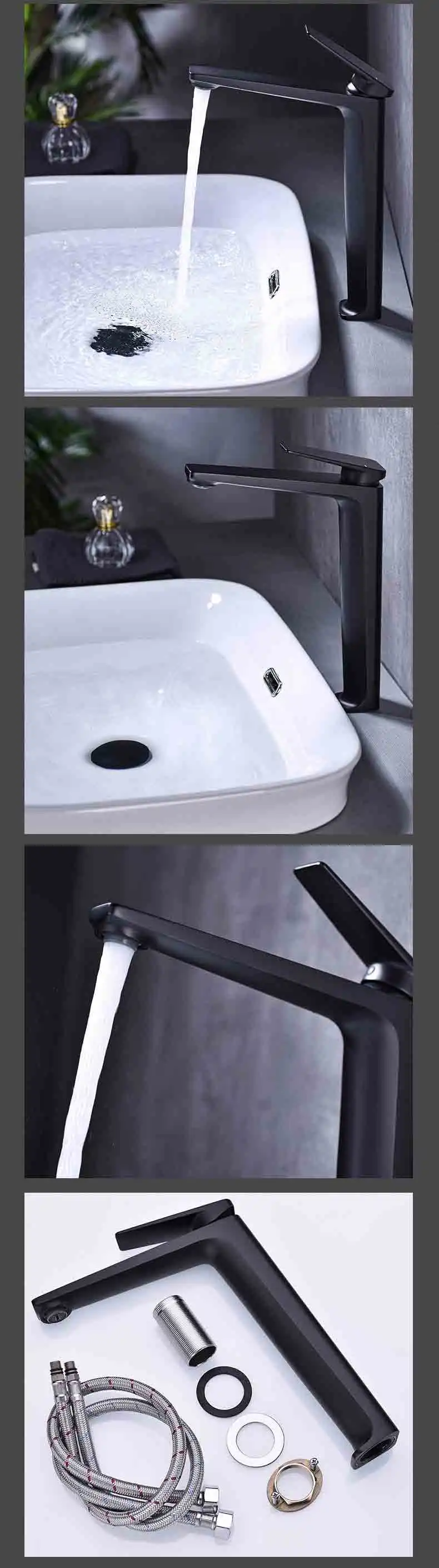 Description Picture 2 of itemModern Fashion Design Brushed Gold Countertop Basin Sink Faucet Hot & Cold Water Mixer Metal Tap Bathroom Decorating Accessories
