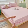 Plaid Pink Fitted Sheet & Pillowcase Set Durable Polyester Fabric, Hypoallergenic, Quick-Dry Home/Hotel Use Twin/Queen/King Size 1