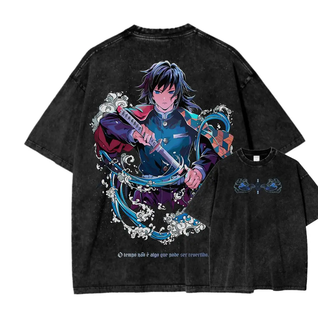 Vintage Wash Aesthetic Anime Graphic Tee, Otaku Gift Apparel