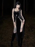 Punk Grunge High Split Hem Straps Dess 90s Streetwear Gown Women Sexy Corn Bandage Velvet Dresses Mall Gothic Clothing - Image 2