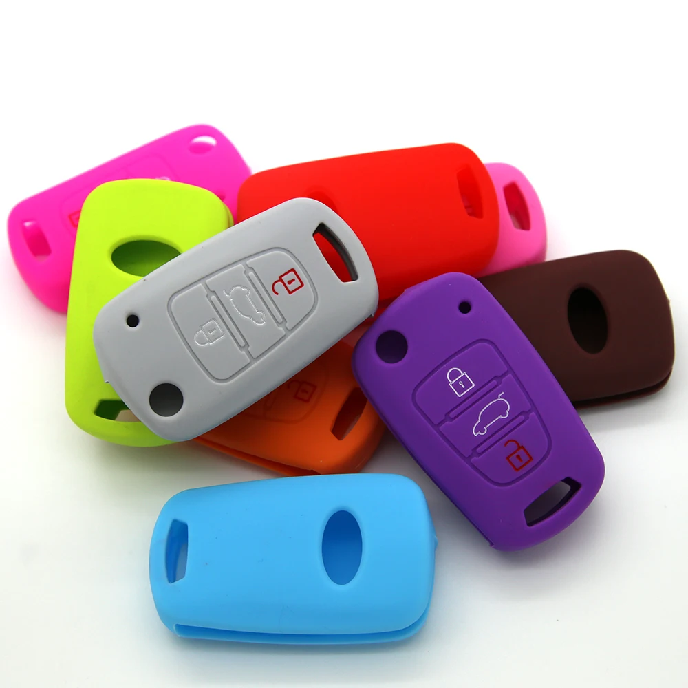 3BTN Buttons Silicone Car Key Cover Case For Kia RIO K2 K5 Sportage Sorento Flip For Hyundai i20 i30 i35 iX20 iX35 Solaris Verna Key Case Cover Key Case Flip Key Fob Shell Car Key Shell Remote Control Case Cover