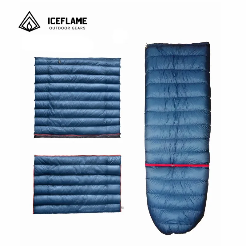 Ice Flame UL Split White Goose Down Multifunctional Ultralight Version Wearable Outdoor Quilt 7D Bottomless Sleeping Bag