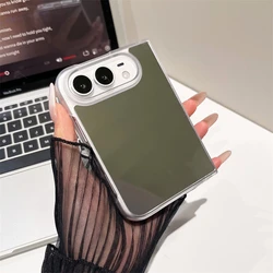 Luxury Shell Pattern Make - up Mirror Phone Case with Glacier Texture Shockproof Solid Cover - iPhone Duo (Mirror)