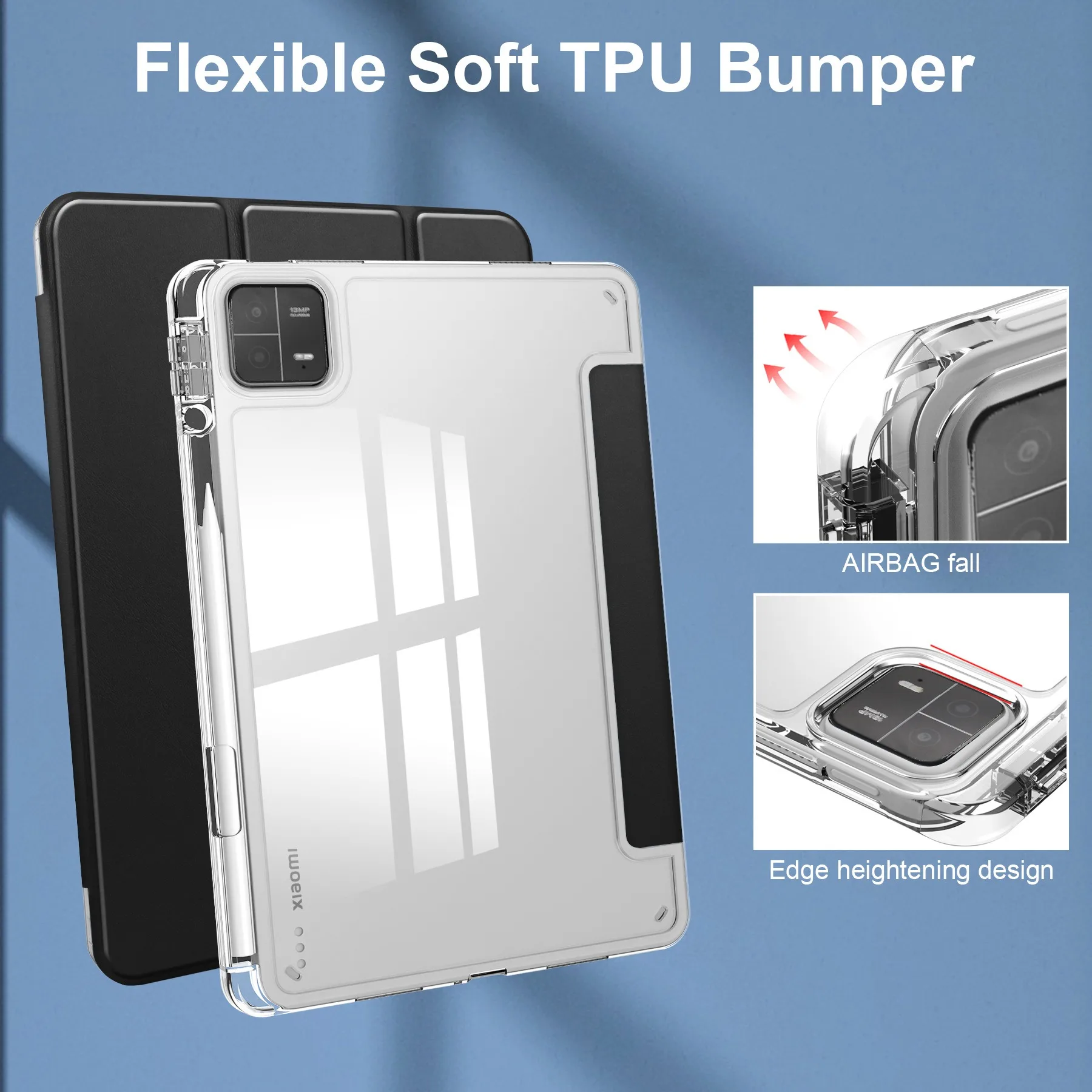Case for Xiaomi Mi Pad 5 Pro 11 MiPad 6 Pro 11 7 PRO 11.2 HD Transparent Case Redmi pad SE 11 PRO 12.1" with Awake / Sleep Cover 4