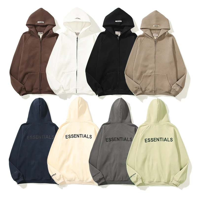 

Fashionable jacket ESSENTIALS double thread FOG zippered cardigan hoodie high street hooded plush jacket