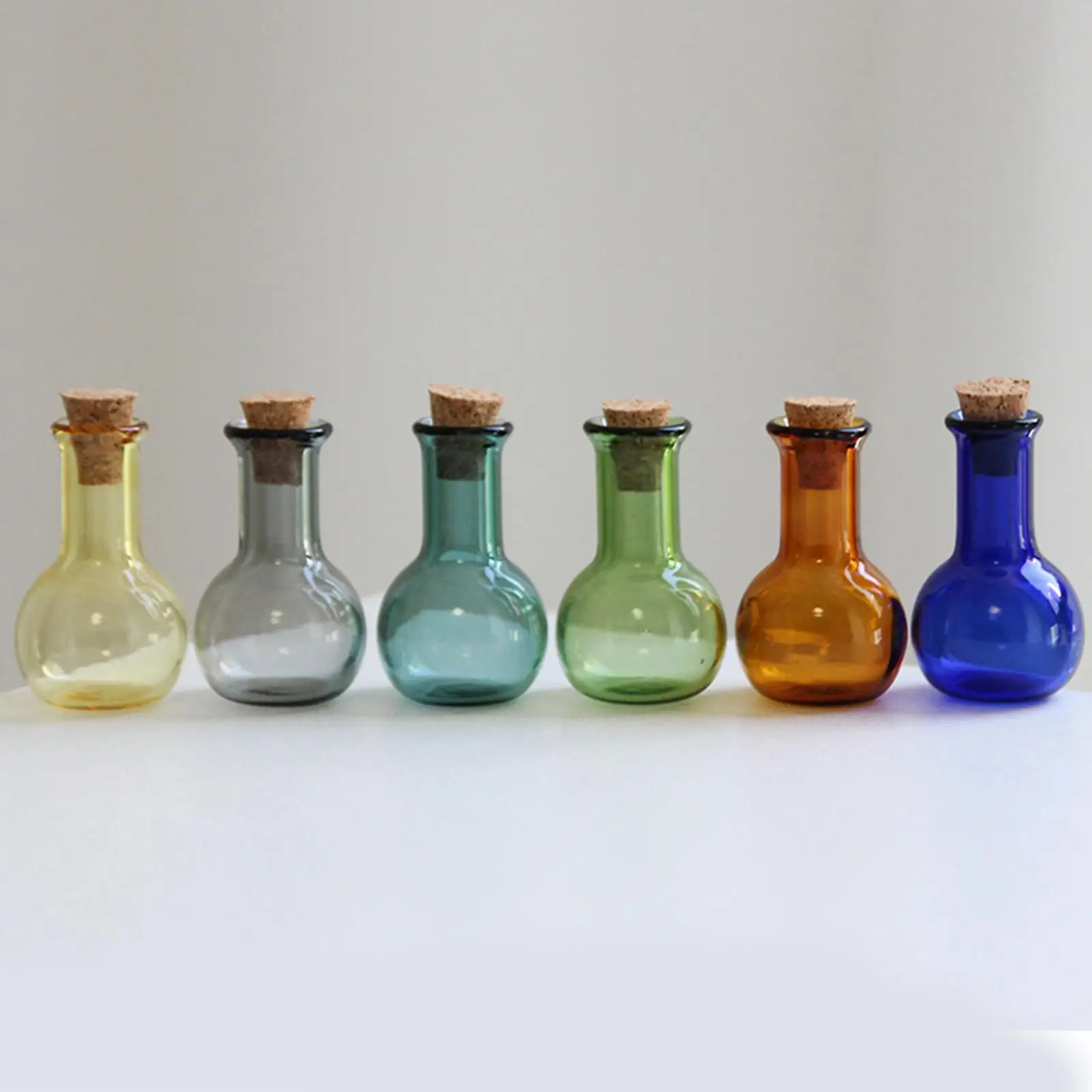 6 Pieces Mini Glass Bottles with Cork Bulb Shape Wishing Bottle Cute Tiny Jars