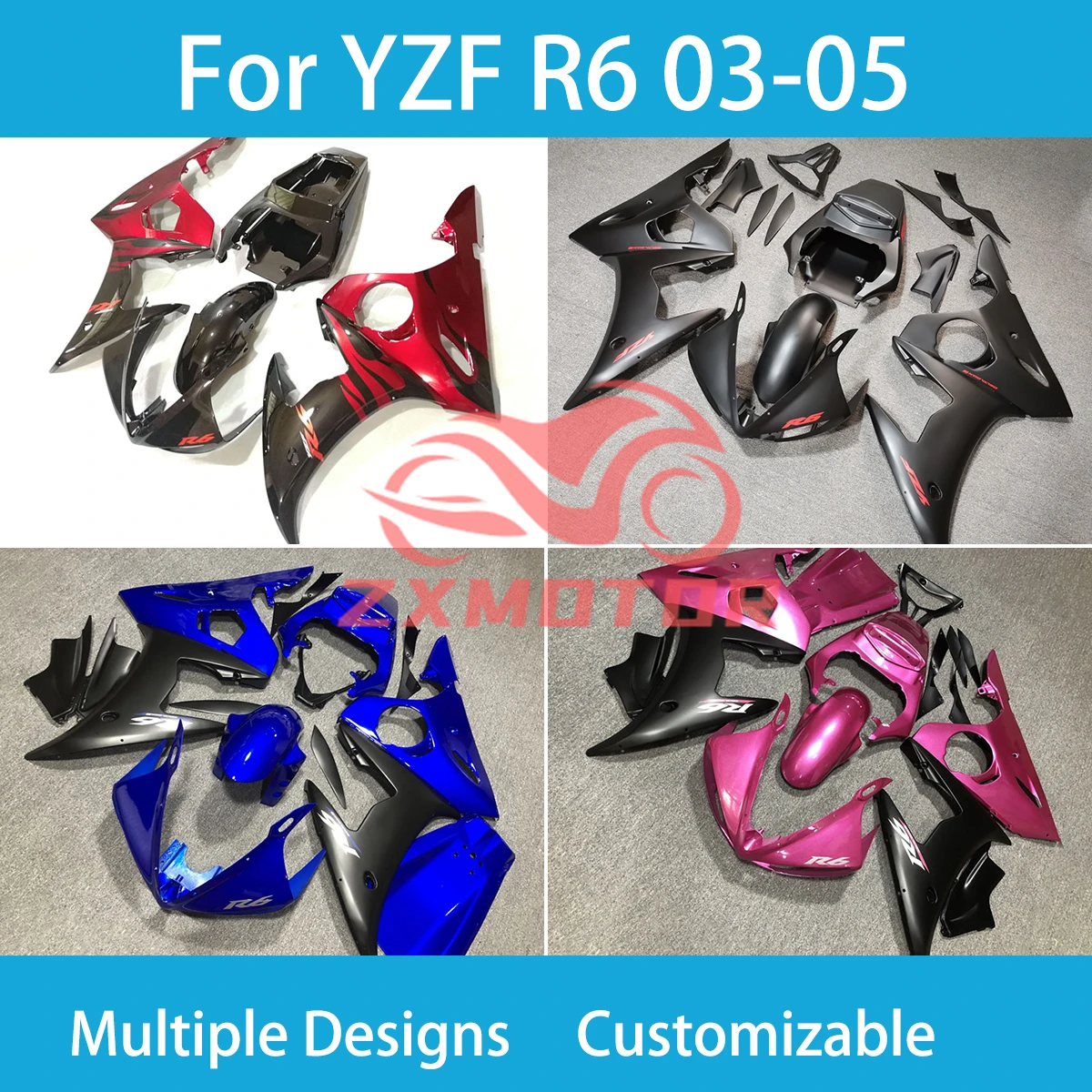 

YZF R 6 2003 2004 2005 Trail Bike Fairings for Yamaha YZF R6 03 04 05 Motorcycle Racing Customized Injection Prime Fairing Kit