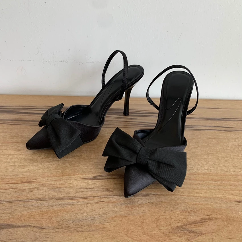 Sexy High Heels Women Bowknot Design Pointed Toe Party Banquet Shoes Fashion Elegant Slingbacks Sandals Woman Zapatos De Mujer