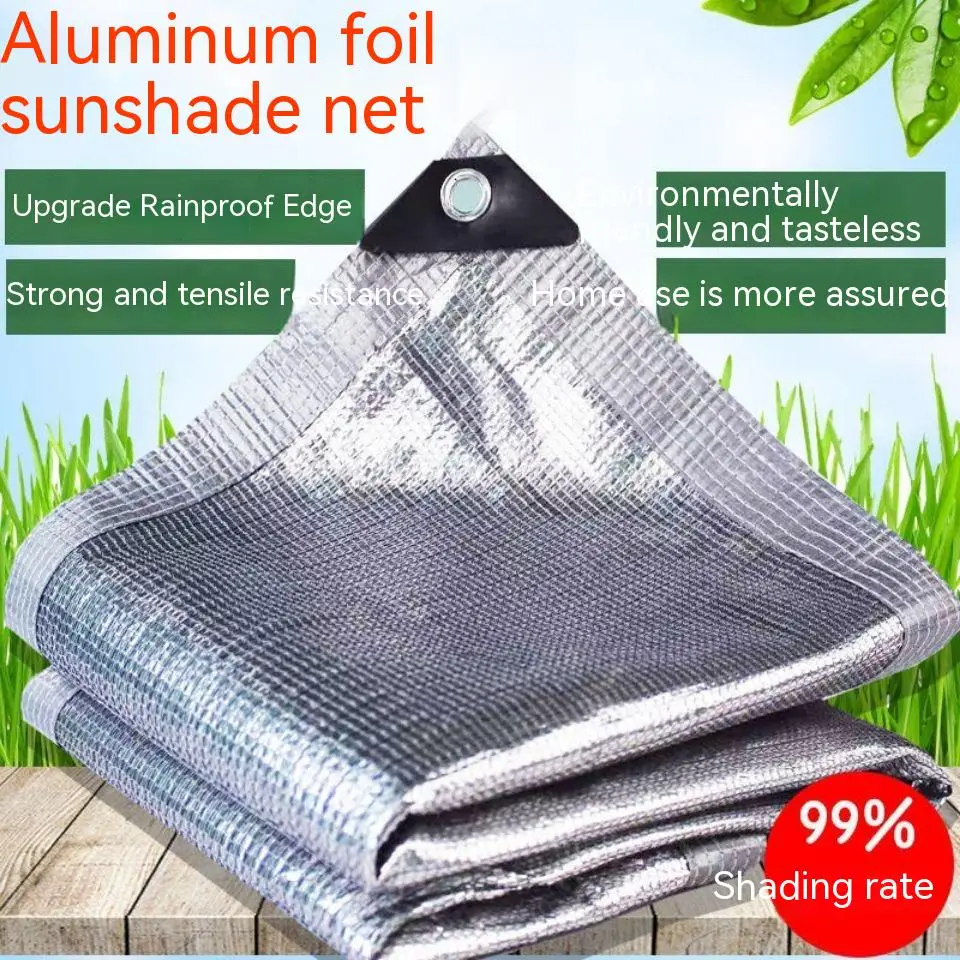 Tewango Reflective Aluminum Shade Cloth With Reinforcing Binding Mounted Grommets Pets Cars Shade Net 2x4M 85% 99%UV