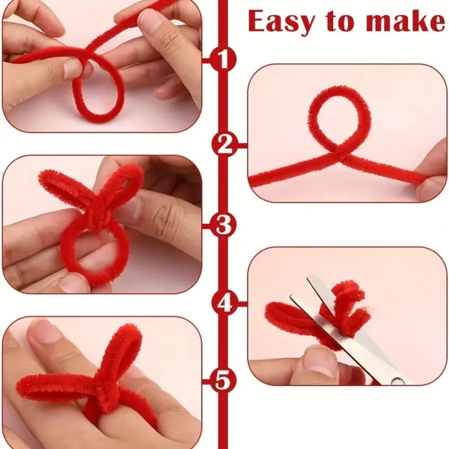 300pcs Pipe Cleaners 30cm/11.8ins Pipe Cleaners Red Crafts Cleaner Crafts Art and Craft Supplies