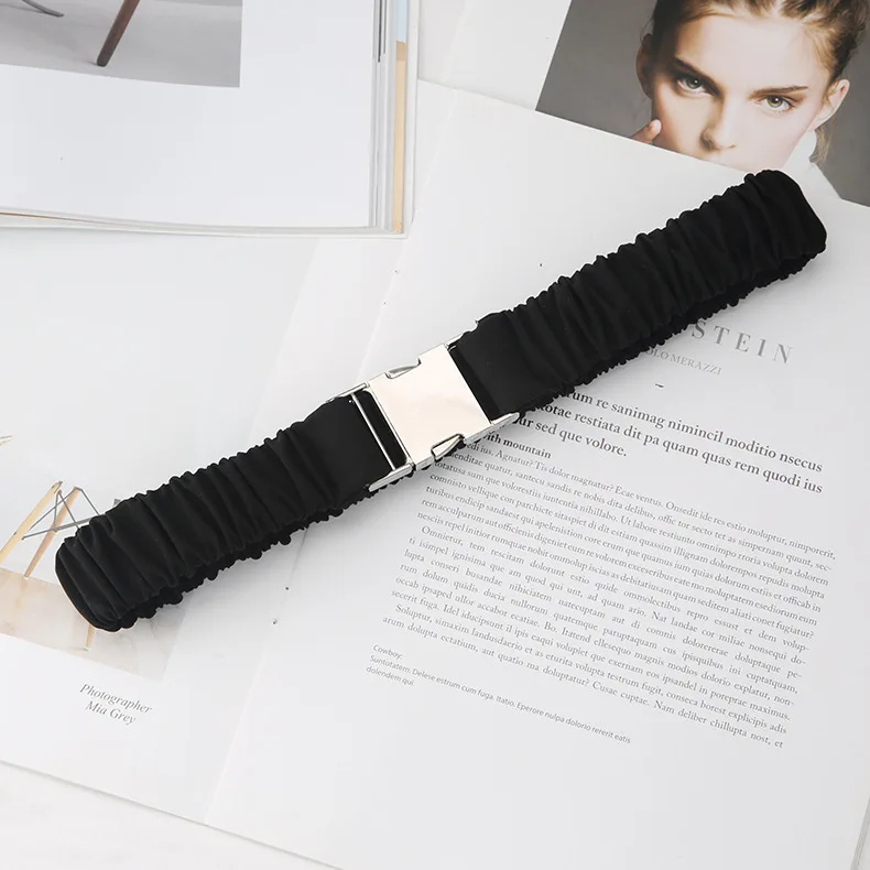 Female Elasticity Wide Waistband Fabric Belt for Women Metal Buckle Belt Shirt Suit Dress Clothing Accessories