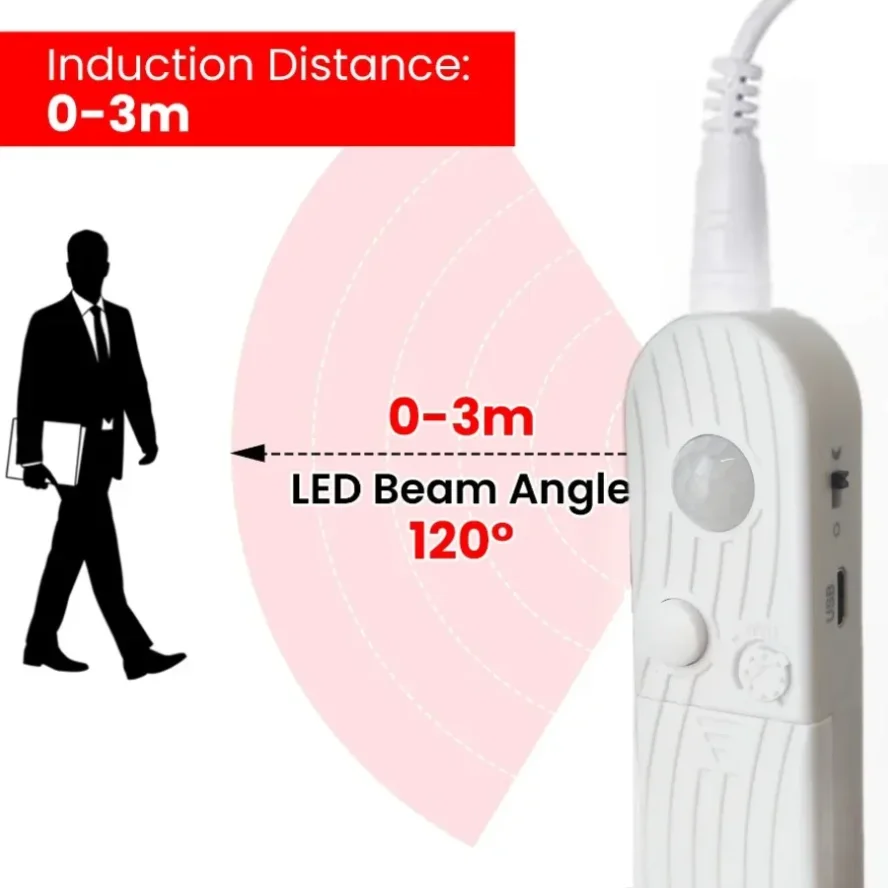 스마트 센싱 조절 가능 COB 라이트 스트립 모션 센서 LED 유도 야간 조명 (가정, 침실, 침대 조명 DIY 장)