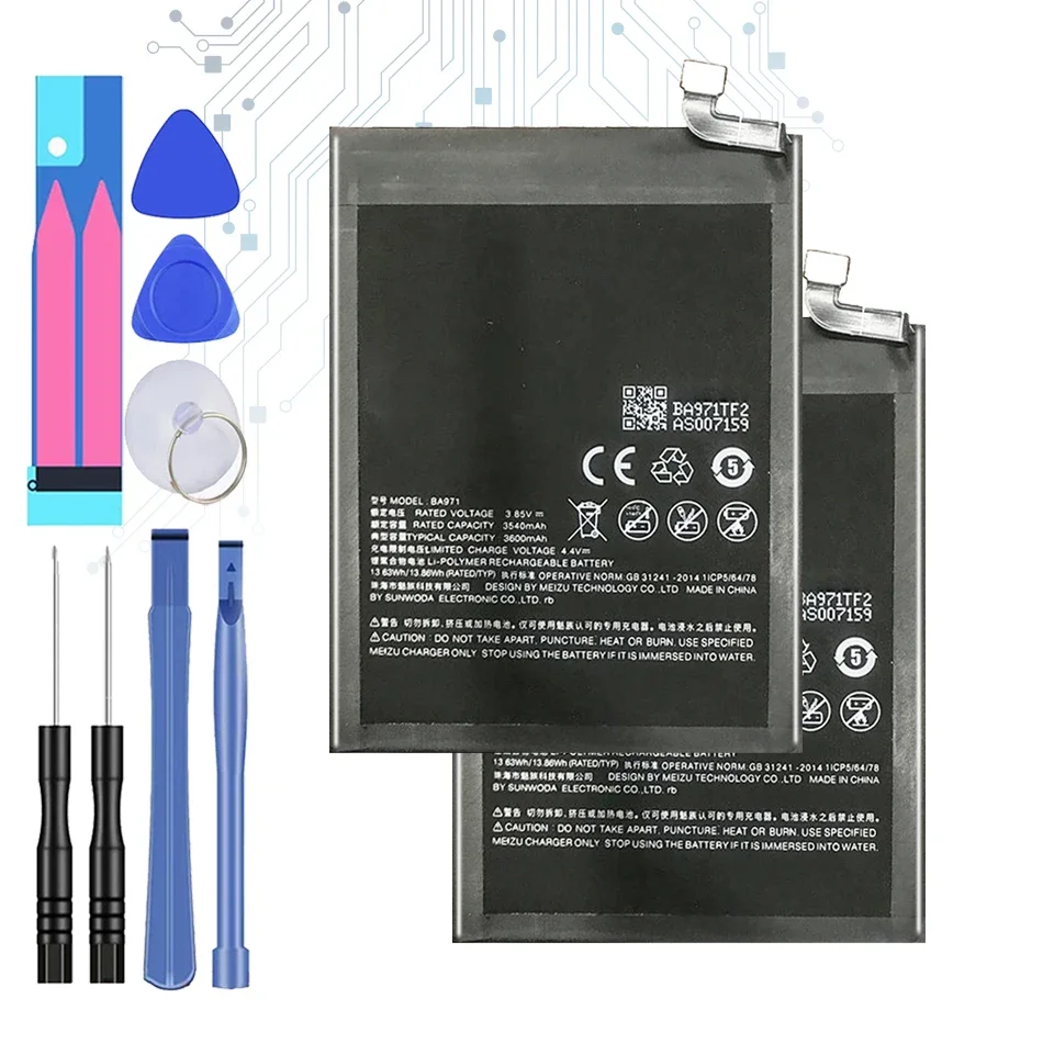 

For Mei Zu BA971 BA 971 3600mAh Mobile Phone Battery For Meizu 16s M971Q/C/Y Batteria + Free Tools