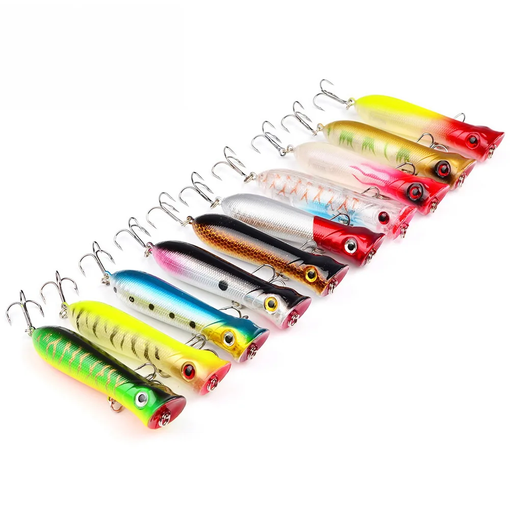 Popper Hard Bait Wobbler Angel köder 80mm 12g 6 # Haken künstlicher schwimmender Anhänger Ozean fischen Bionic Carp Tackle Seefischerei