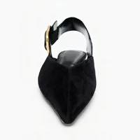 Luxury Designer Flats for Women Fashion Metal Buckle Back Strap Design Faux Suede Loafers Comfortable Outdoor Casual Shoe Ladies - Image 4