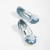 Fantasia Princess Shoes for Girls leather Sandal Summer Children's Shiny Snow Queen Fairy Party High Heels Leather Crystal Shoes 2