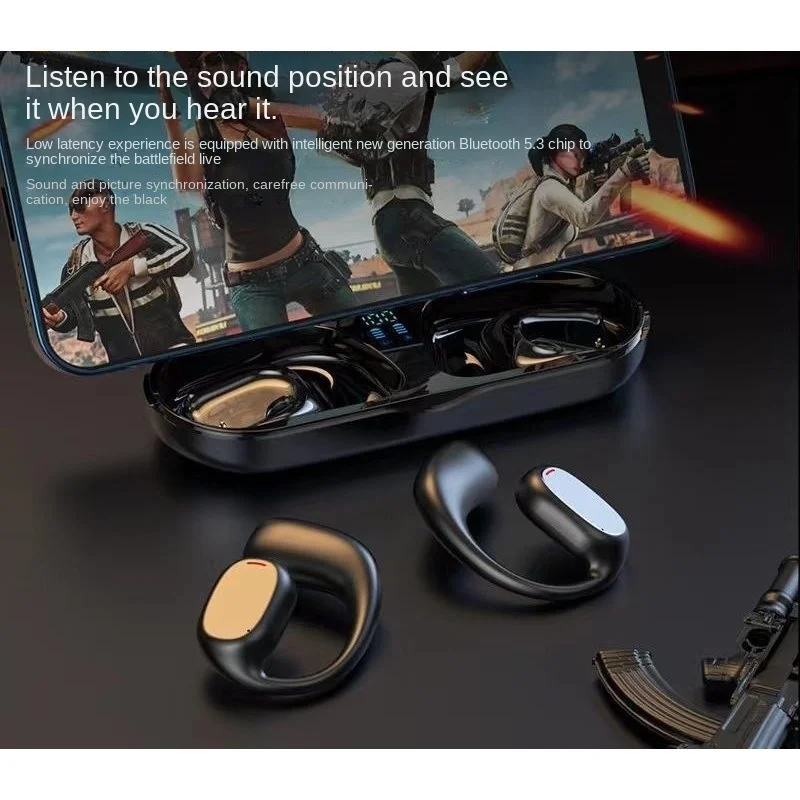 Sports Game Bluetooth Headset Wireless Hanging Ear Ultra-Long Life Noise Cancellation Digital Display HiFi Sound Quality Headset