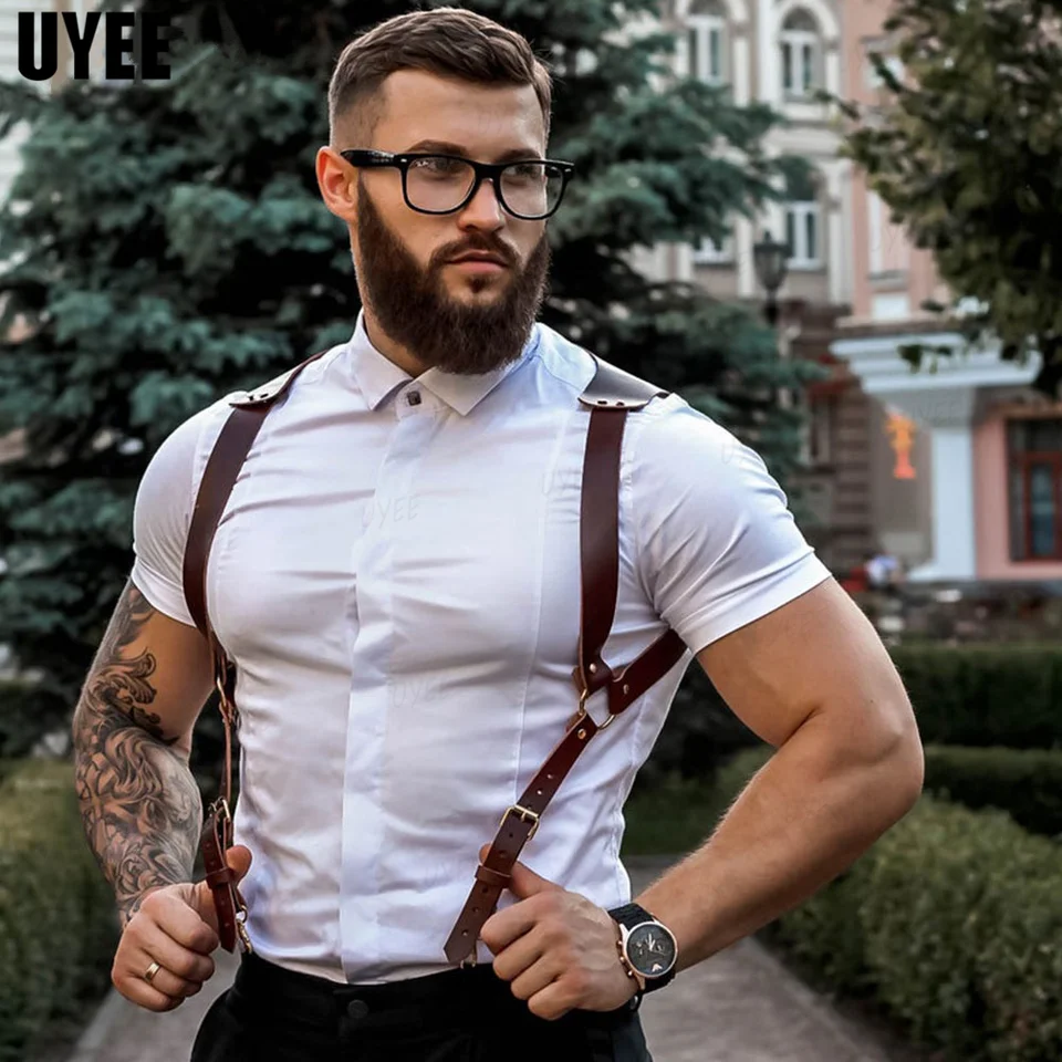 Buy JUMEZO FASHION Mens Artificial Leather Suspenders Business Shirt Braces  for Pants Trousers at Amazonin