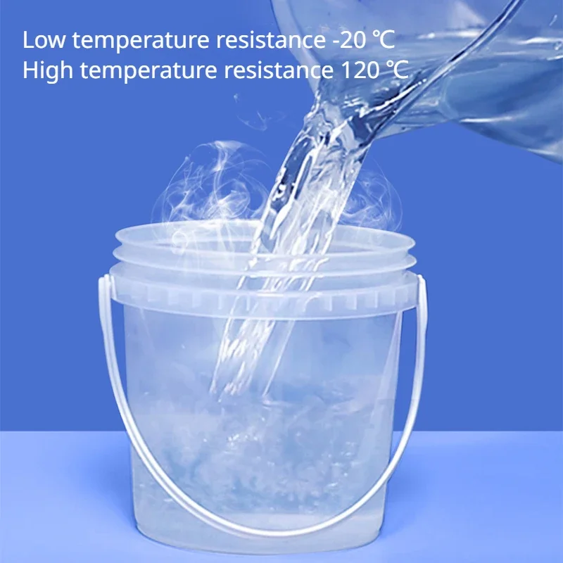 10Pcs Transparent Portable Drum Sealed Covered Food Grade Fruit Milk Tea handle Bucket Plastic Pack for Ice Powder Beverages
