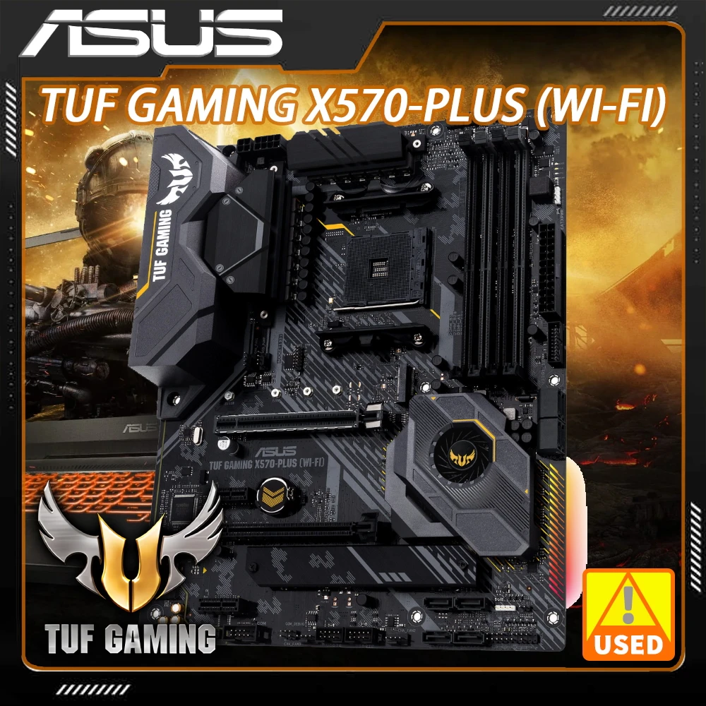 ASUSTUFGAMINGX570PLUSWIFIDDR4AMDX570MotherboardAM4Socket