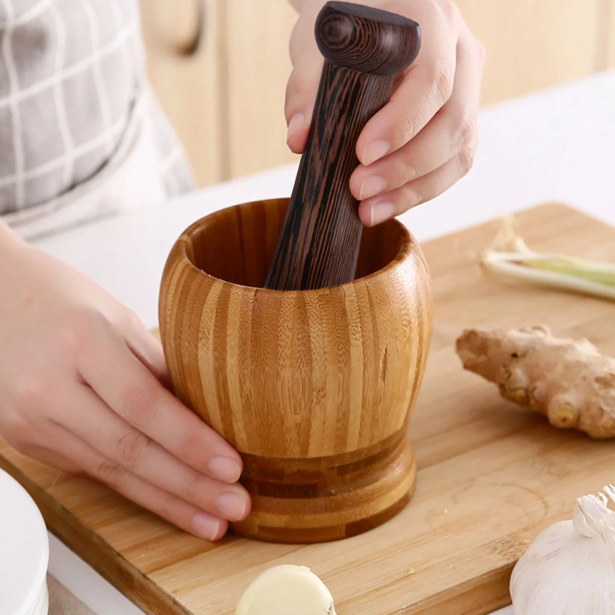 Wooden Garlicpounder Spicegrinder Kitchenmasher Mills Herbalcrusher Manualmuddler Woodenpestle Mortarpound Pillcrusher
