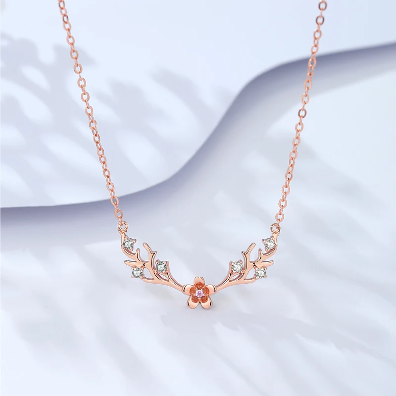 

S925 Sterling Silver 2024 New Models Romantic All The Way Give Birth To Flower Women Necklace Fashionable Versatile Design Sense