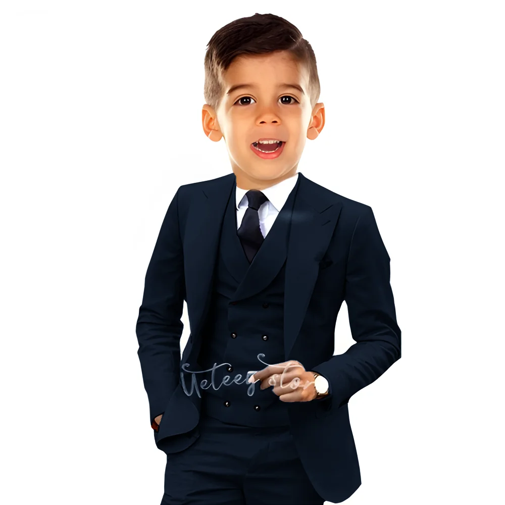 Boys Suit Orange Wedding Attire Tuxedo Party Ceremony Dress Suit for Kids Formal Blazer 3 Piece Set