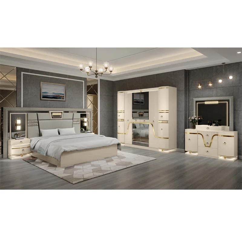 # Ensemble de meubles de chambre à coucher en MDF, lit King de luxe moderne, canapé moderne, 2024 1 # Ensemble de meubles de chambre à coucher en MDF, lit King de luxe moderne, canapé moderne, 2024 1