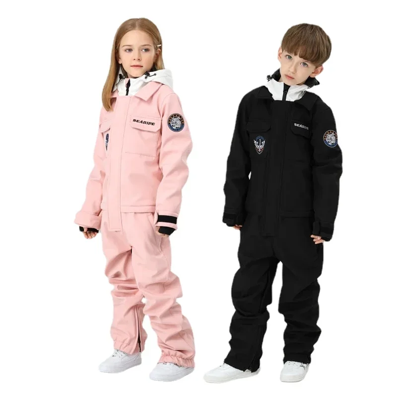 Children Ski Suit Skiing Jumpsuit Boys Girls Winter Outdoor Warm Windproof Waterproof Snowboard Suit Kids Ski Overalls Snow