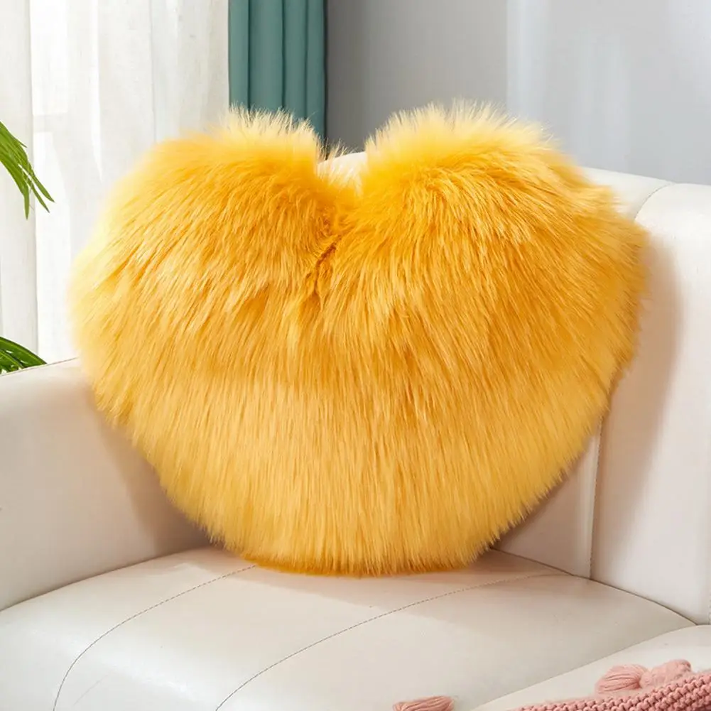 40cm PP Cotton Stuffed Heart Pillow Sofa Decorative Cushion Long Faux Fur Soft Sofa Pillow Cushion Gift Room Decorative Pillow 2