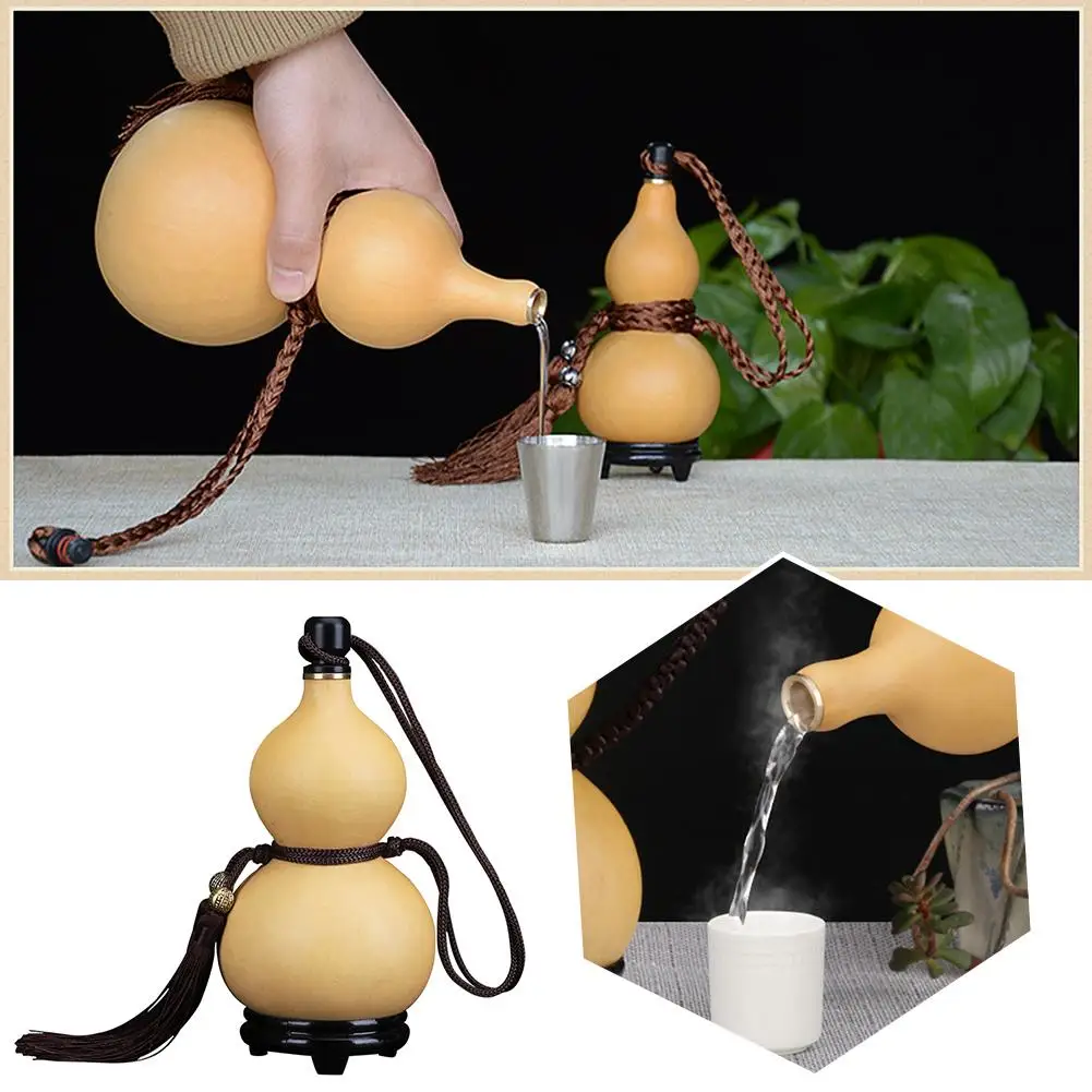 Natural Dried Gourd Water Bottle Gourds Crafts Calabash Ornament Decor With Lid Drinks Holder Desk Decor Christmas Gift water bottle