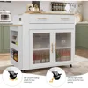 Kitchen Island with Extendable Dining Table,Grain Top Kitchen Island with Power Outlet, Rolling Kitchen Island Cart on Wheels 4