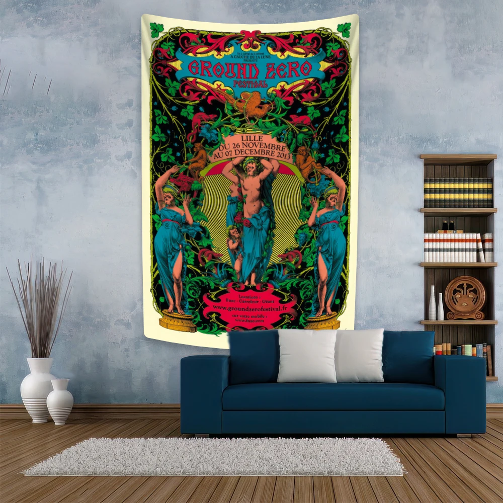 Tapestry decor psychedelic collage art poster printed hippie wall hanging yoga mat