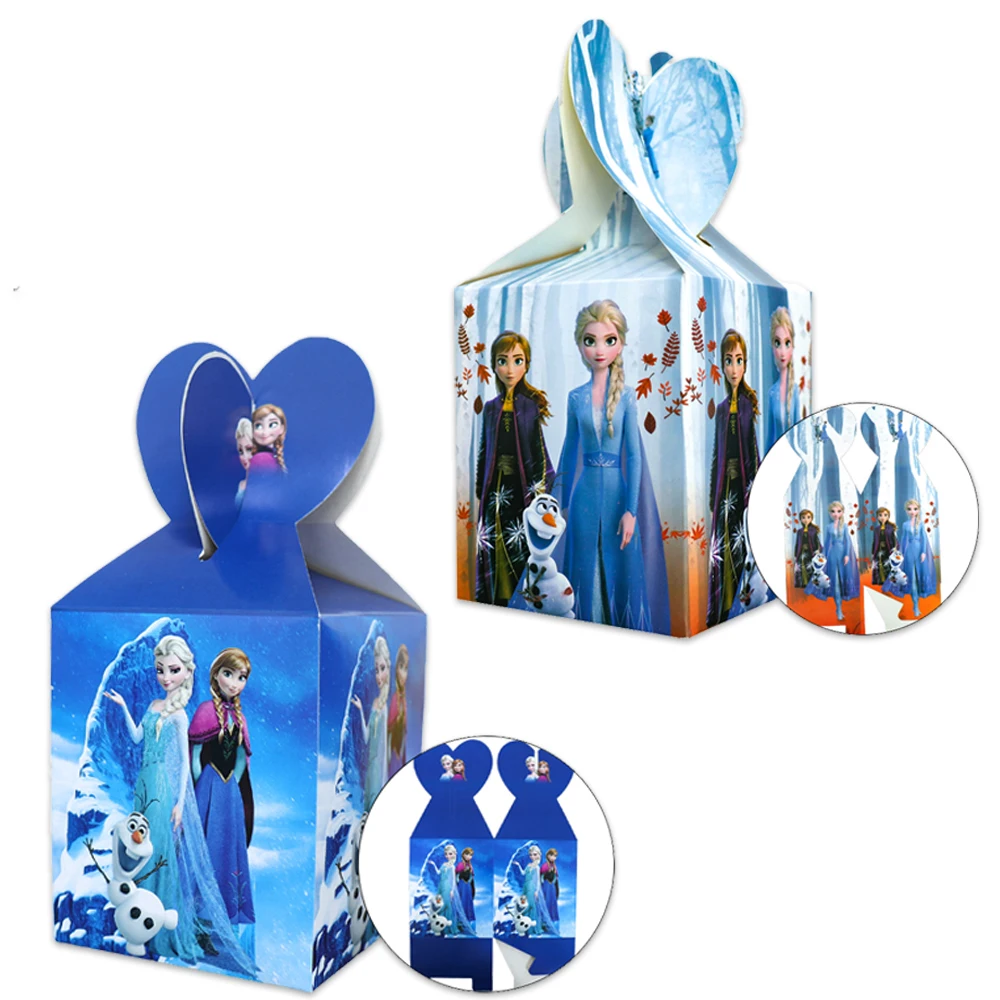 Frozen Theme 6pcs/lot Kids Girls Favors Candy Surprise Cookie Boxes Happy Birthday Party Decoration Events Supplies