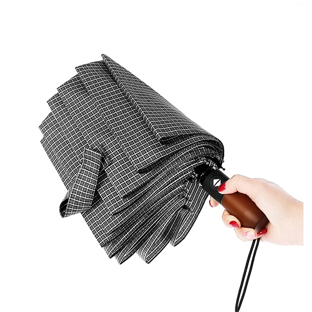 Teljesen Automatikus Rácsos Esernyő, Háromszoros Növeli A Megerősítő Szélrezisztens Esőt Vagy Ragyog Kettős Felhasználású Esernyő - Image 3