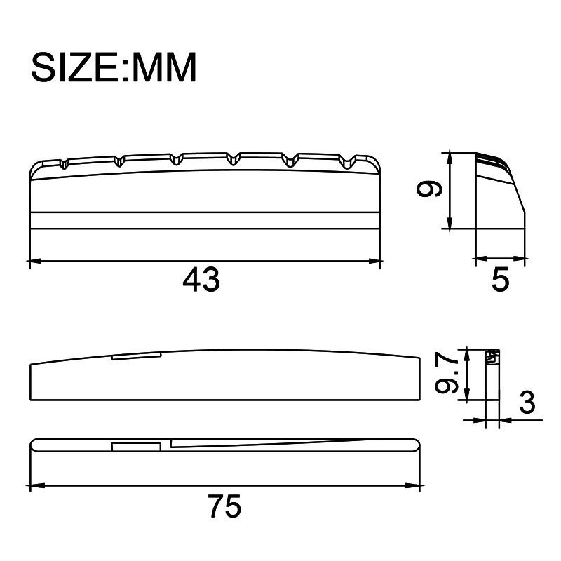 Седло с настоящими костяными гайками YMH стиль 43x5x 9 мм75x3x9, 7 мм-R400 Акустическая гитара 6 дюймов (art.: 3920c7830fbb2) - 3920c7830fbb2