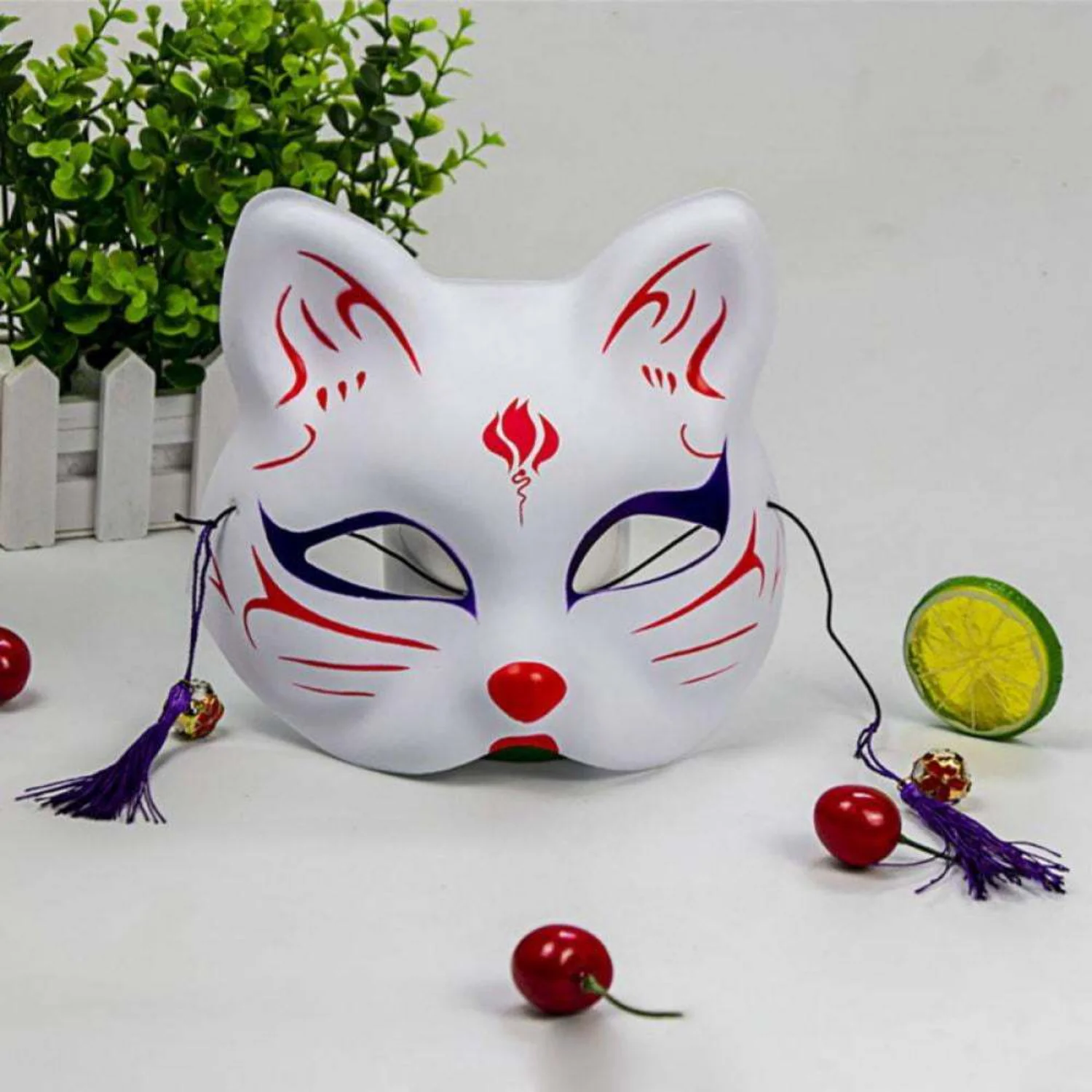 Kitsune Masks Half Face Cosplay Masks Cat Animal Costume Masquerade Party Assecories for Cosplay Costume Masquerade Drama Hallo