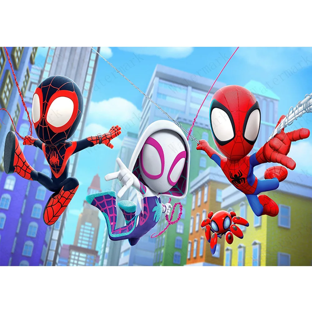 Bannière de toile de fond Spider-man, fond d'anniversaire de Spider-man, thème de super-héros, ligne d'horizon, paysage urbain, photomaton, impression vinyle, - Canada
