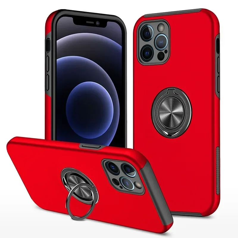 Magnetic Ring Holder Phone Case - Hard Shell Protective Cover