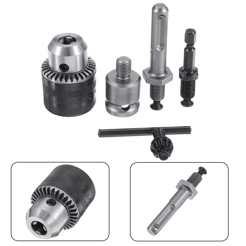 1.5-10mm 3/8-24UNF 드릴 척 세트 전동 렌치 변환 헤드 헥스 포스트 라운드 샹크 포스트 임팩트 드라이버 렌치 연결봉