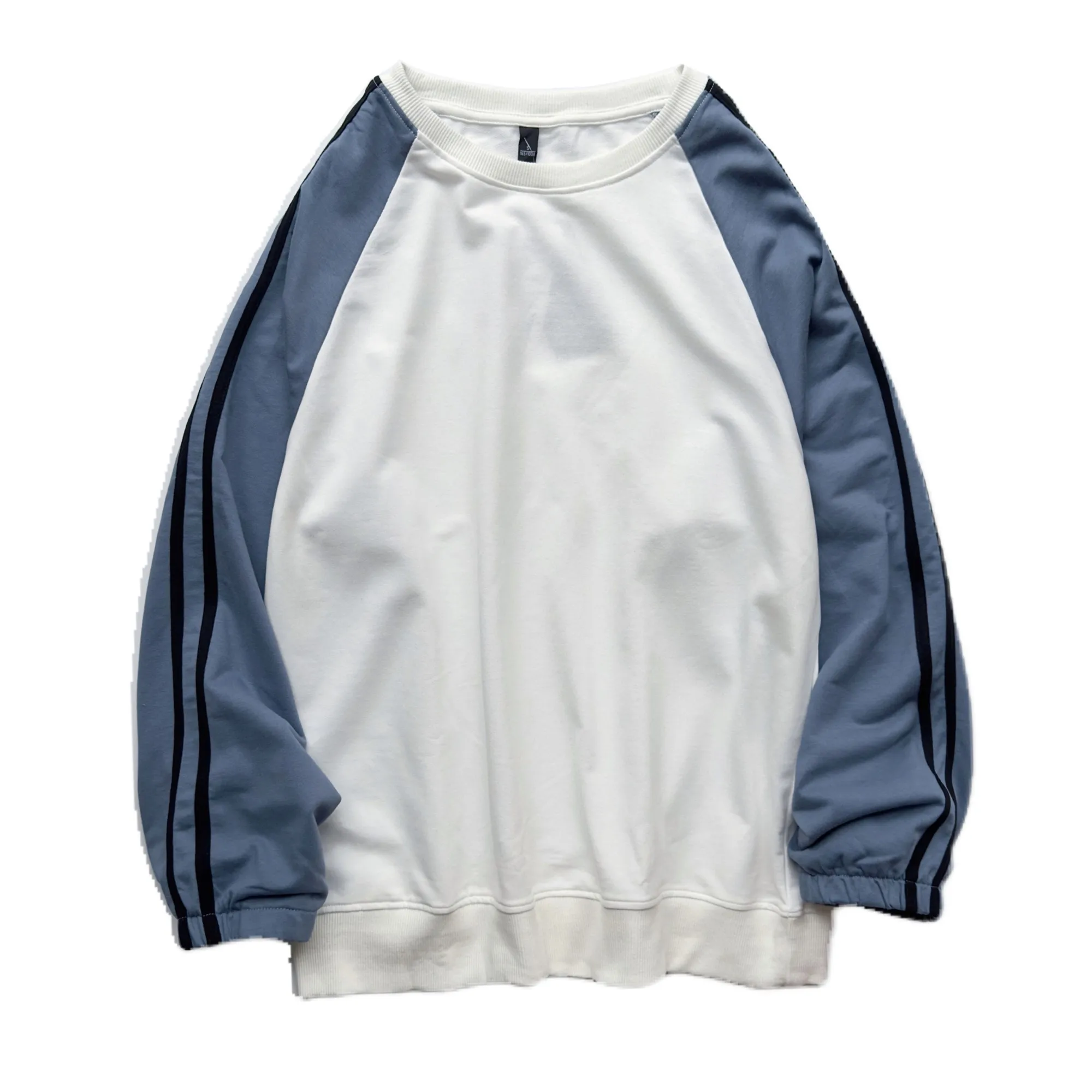 

Crewneck pullover contrasting panels base layers loose sweatshirt