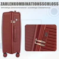 Ensemble de 3 valises spinner en PP – 20/24/28 pouces – avec poignées latérales, crochets de suspension et pieds de protection – Serrure à combinaison intégrée (rouge) 6