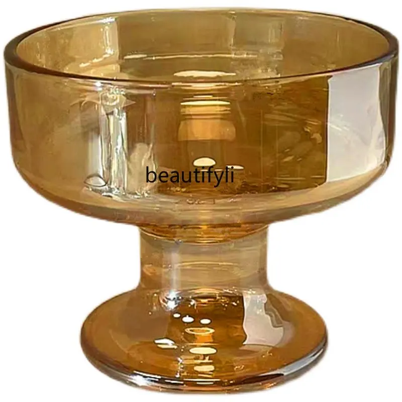 

zq Glass Yogurt Cup High Foot Dessert Cup Ice Cream Ice Hockey Cup Milkshake Pudding Bowl