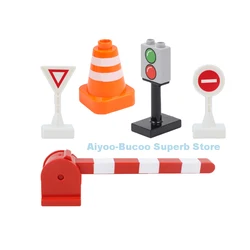 Large Building Blocks Train Set - Electric Locomotive & Interactive Railway Track (5pcs traffic sign)